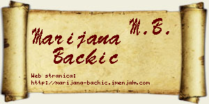 Marijana Backić vizit kartica